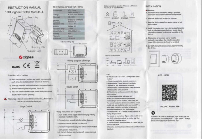 Tuya ZigBee 3.0 inbouwschakelaar zonder nuldraad - Afbeelding 4